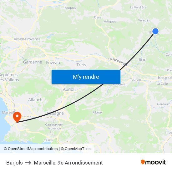 Barjols to Marseille, 9e Arrondissement map