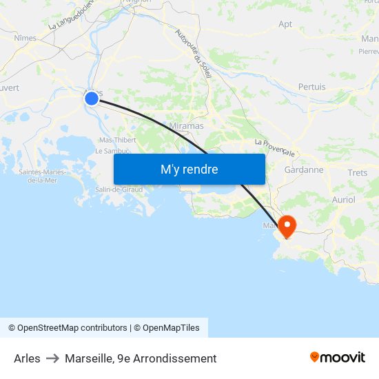Arles to Marseille, 9e Arrondissement map