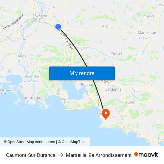 Caumont-Sur-Durance to Marseille, 9e Arrondissement map