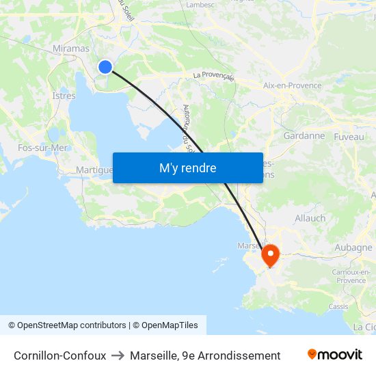 Cornillon-Confoux to Marseille, 9e Arrondissement map