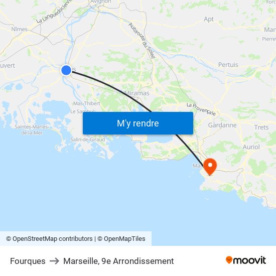 Fourques to Marseille, 9e Arrondissement map