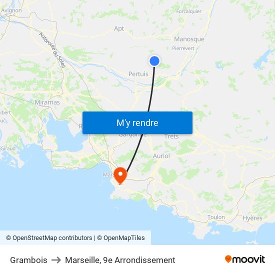 Grambois to Marseille, 9e Arrondissement map