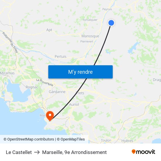 Le Castellet to Marseille, 9e Arrondissement map