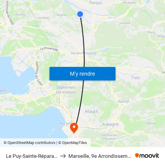 Le Puy-Sainte-Réparade to Marseille, 9e Arrondissement map