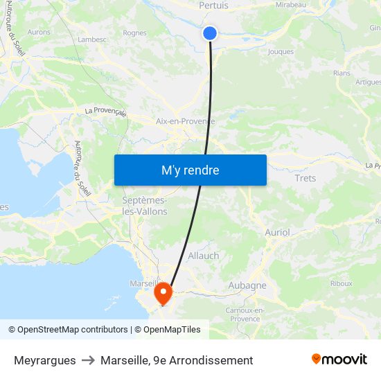 Meyrargues to Marseille, 9e Arrondissement map