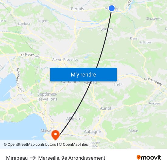 Mirabeau to Marseille, 9e Arrondissement map