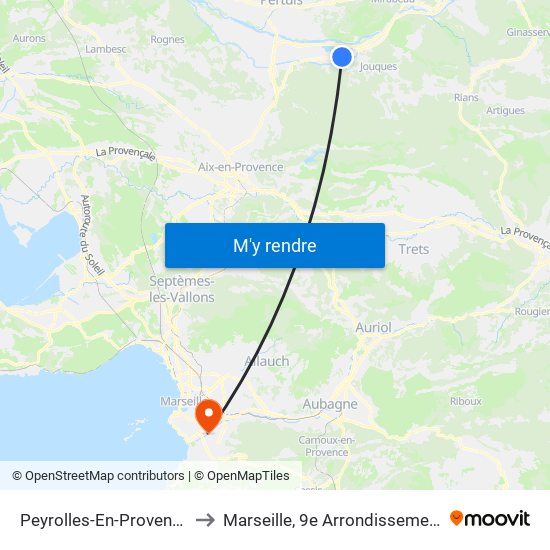 Peyrolles-En-Provence to Marseille, 9e Arrondissement map