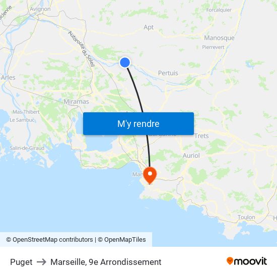 Puget to Marseille, 9e Arrondissement map
