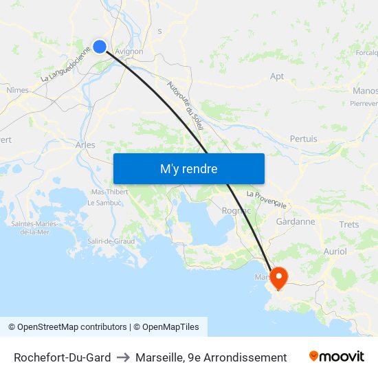 Rochefort-Du-Gard to Marseille, 9e Arrondissement map