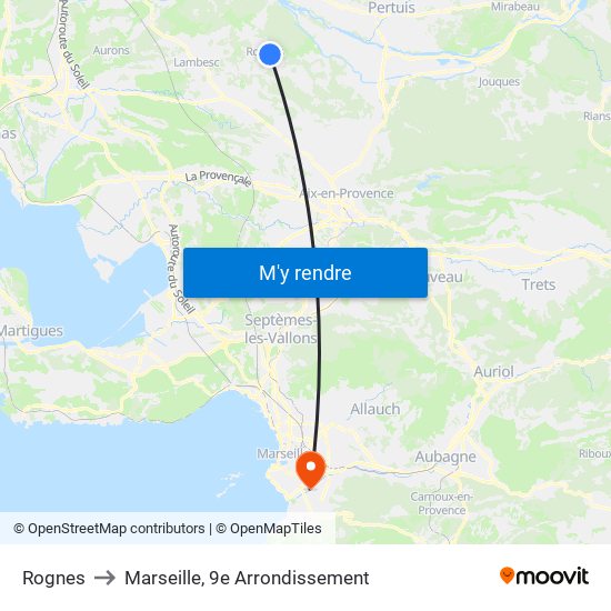 Rognes to Marseille, 9e Arrondissement map