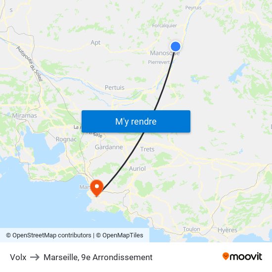 Volx to Marseille, 9e Arrondissement map