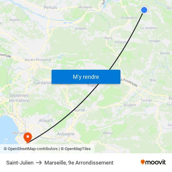 Saint-Julien to Marseille, 9e Arrondissement map