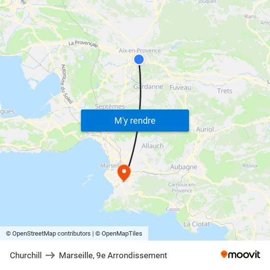 Churchill to Marseille, 9e Arrondissement map