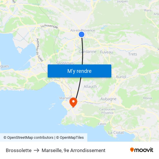 Brossolette to Marseille, 9e Arrondissement map