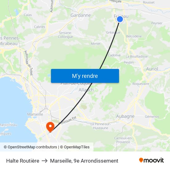 Halte Routière to Marseille, 9e Arrondissement map