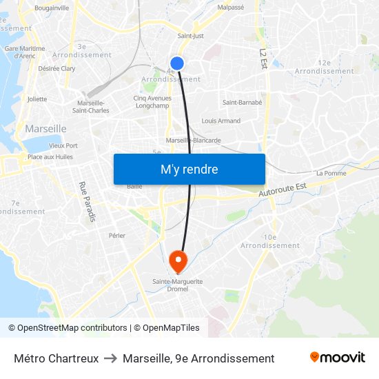 Métro Chartreux to Marseille, 9e Arrondissement map