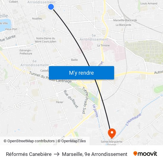 Réformés Canebière to Marseille, 9e Arrondissement map