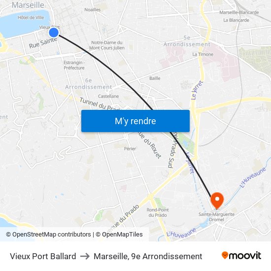 Vieux Port Ballard to Marseille, 9e Arrondissement map