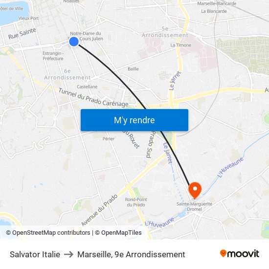 Salvator Italie to Marseille, 9e Arrondissement map