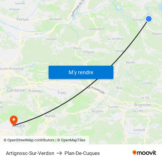 Artignosc-Sur-Verdon to Plan-De-Cuques map
