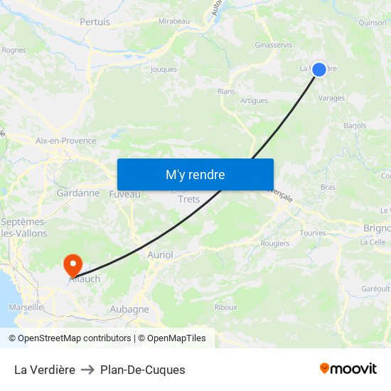 La Verdière to Plan-De-Cuques map