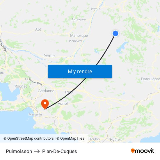 Puimoisson to Plan-De-Cuques map