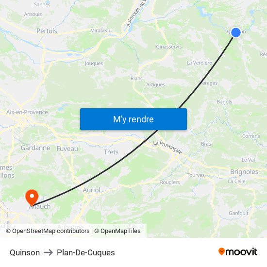 Quinson to Plan-De-Cuques map