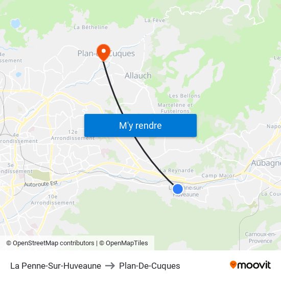 La Penne-Sur-Huveaune to Plan-De-Cuques map