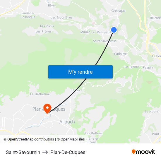Saint-Savournin to Plan-De-Cuques map