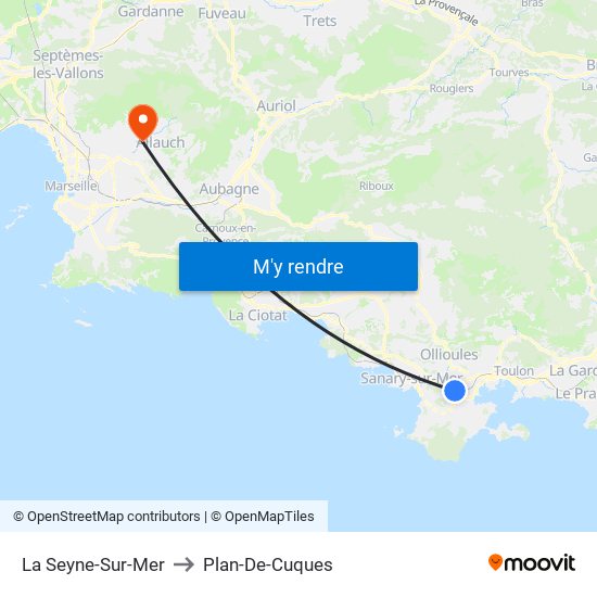 La Seyne-Sur-Mer to Plan-De-Cuques map