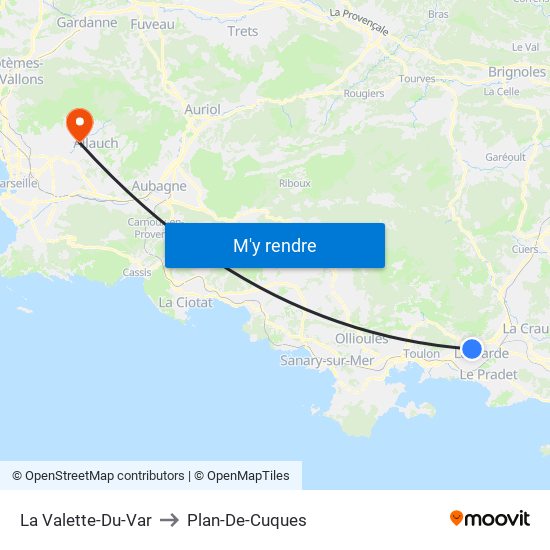 La Valette-Du-Var to Plan-De-Cuques map