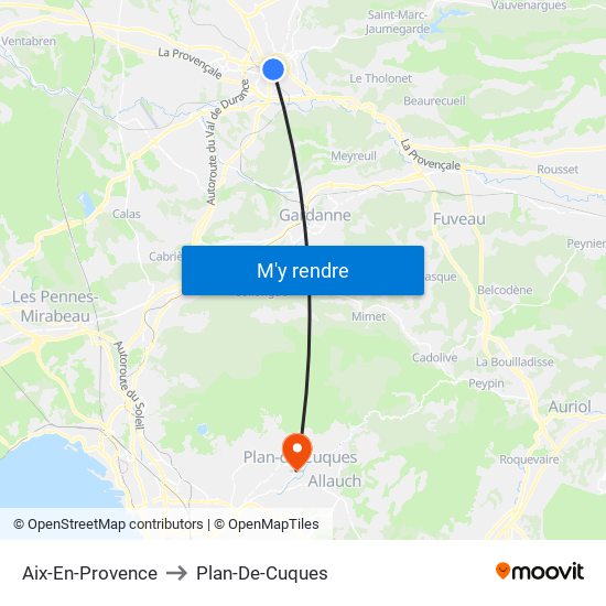 Aix-En-Provence to Plan-De-Cuques map