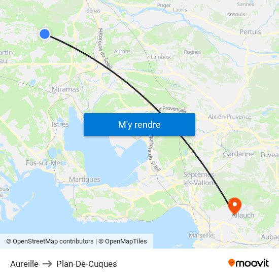 Aureille to Plan-De-Cuques map