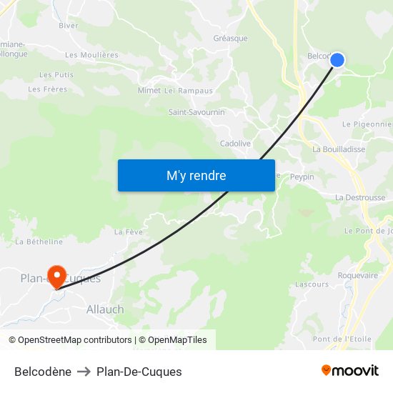 Belcodène to Plan-De-Cuques map