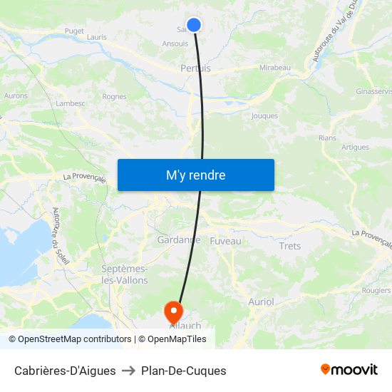 Cabrières-D'Aigues to Plan-De-Cuques map