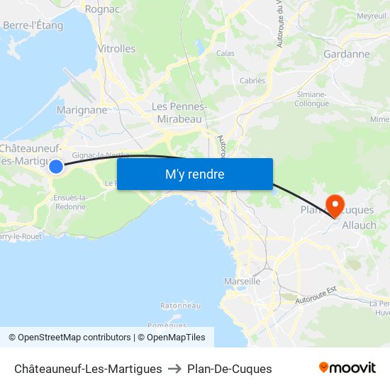 Châteauneuf-Les-Martigues to Plan-De-Cuques map