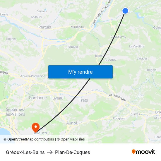 Gréoux-Les-Bains to Plan-De-Cuques map