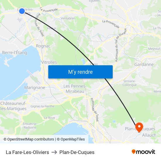 La Fare-Les-Oliviers to Plan-De-Cuques map