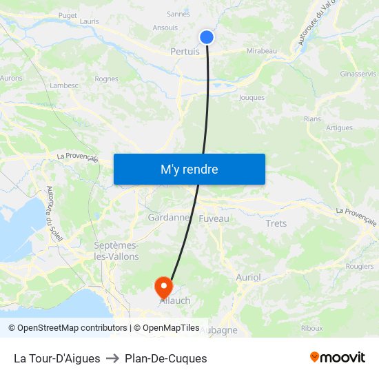La Tour-D'Aigues to Plan-De-Cuques map