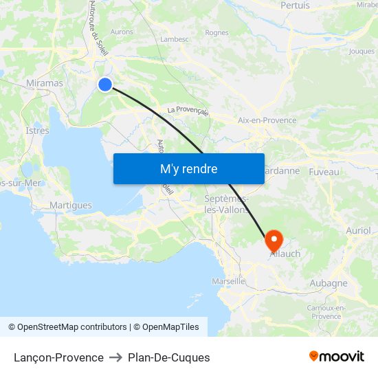 Lançon-Provence to Plan-De-Cuques map