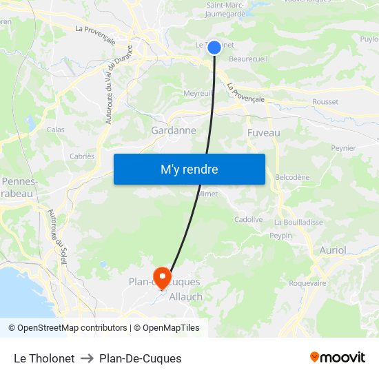 Le Tholonet to Plan-De-Cuques map