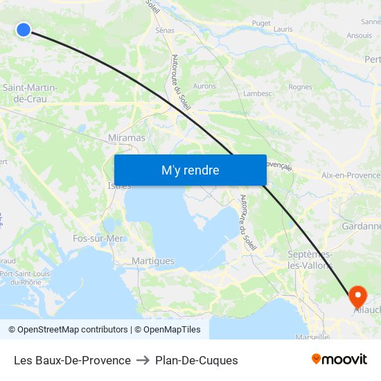 Les Baux-De-Provence to Plan-De-Cuques map