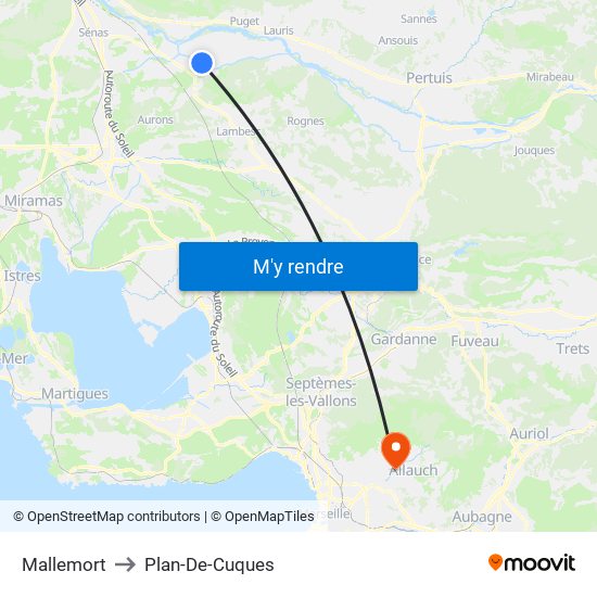 Mallemort to Plan-De-Cuques map