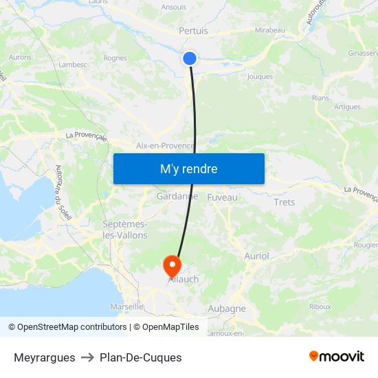 Meyrargues to Plan-De-Cuques map