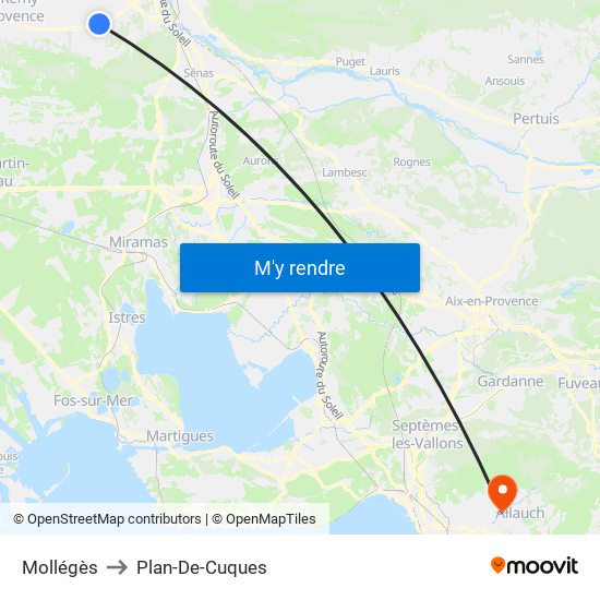 Mollégès to Plan-De-Cuques map
