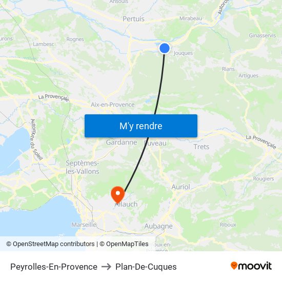 Peyrolles-En-Provence to Plan-De-Cuques map