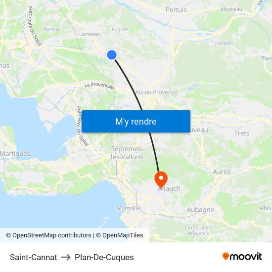 Saint-Cannat to Plan-De-Cuques map