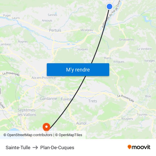 Sainte-Tulle to Plan-De-Cuques map