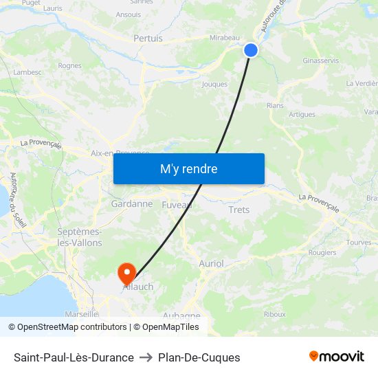 Saint-Paul-Lès-Durance to Plan-De-Cuques map