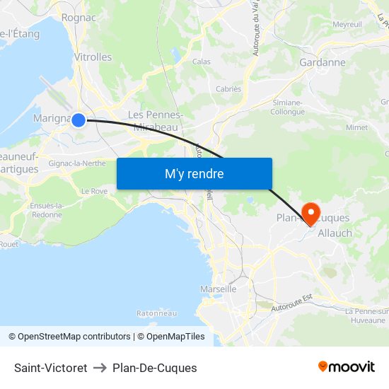 Saint-Victoret to Plan-De-Cuques map